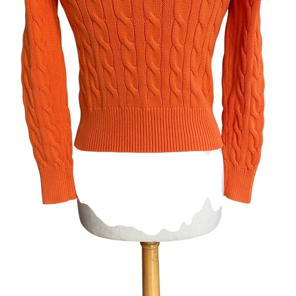 Polo Ralph Lauren Cable Knit Button Cardigan Orange Heritage Preppy Old Money-S - Picture 8 of 10